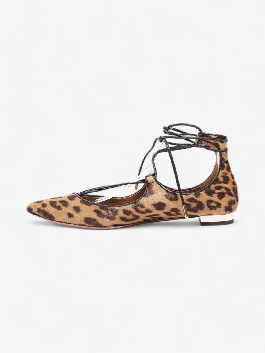 Aquazzura Christy Flat Leopard Print Calf Hair EU 38 UK 5 Image 3