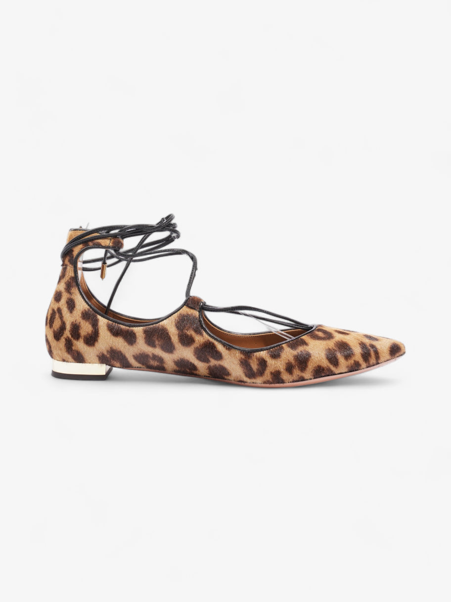 Aquazzura Christy Flat Leopard Print Calf Hair EU 38 UK 5 Image 4