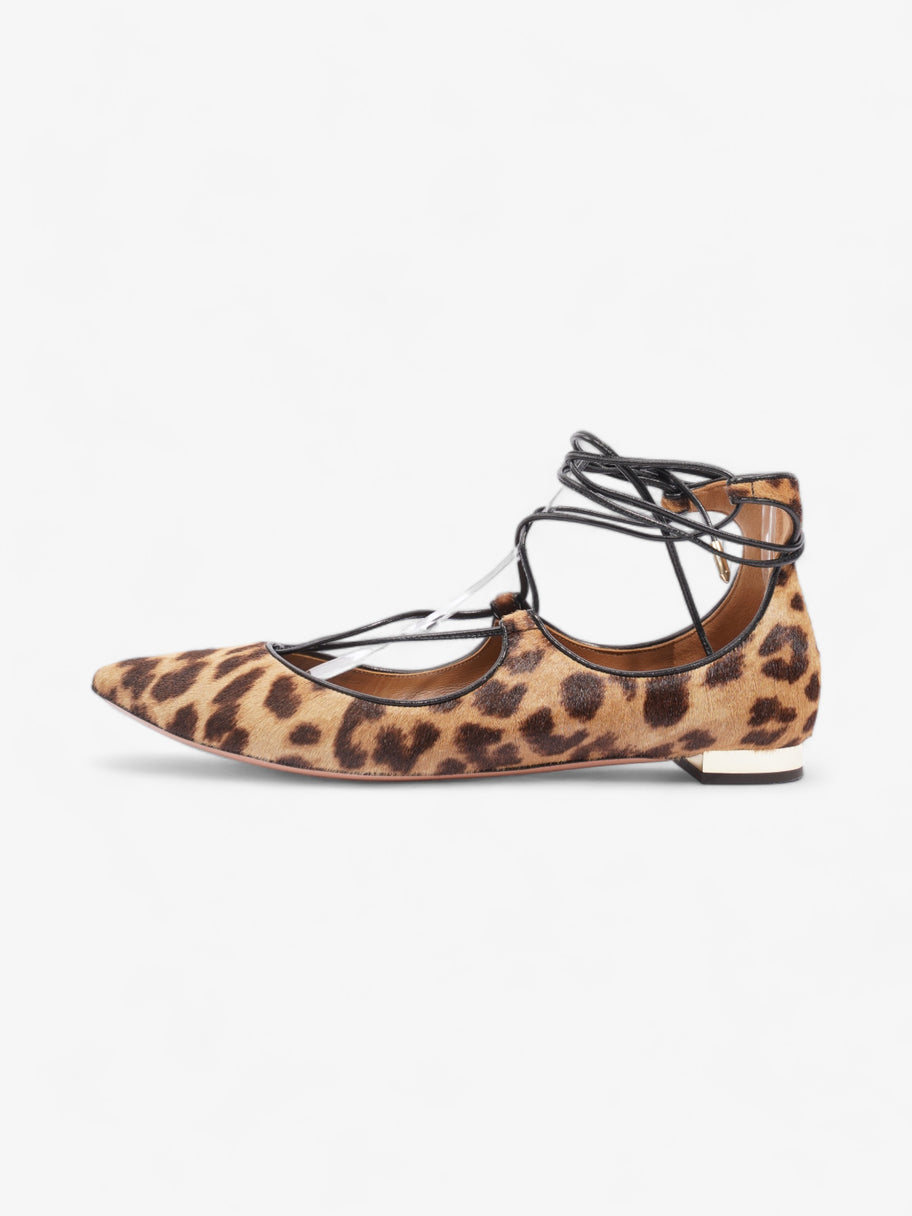 Aquazzura Christy Flat Leopard Print Calf Hair EU 38 UK 5 Image 5