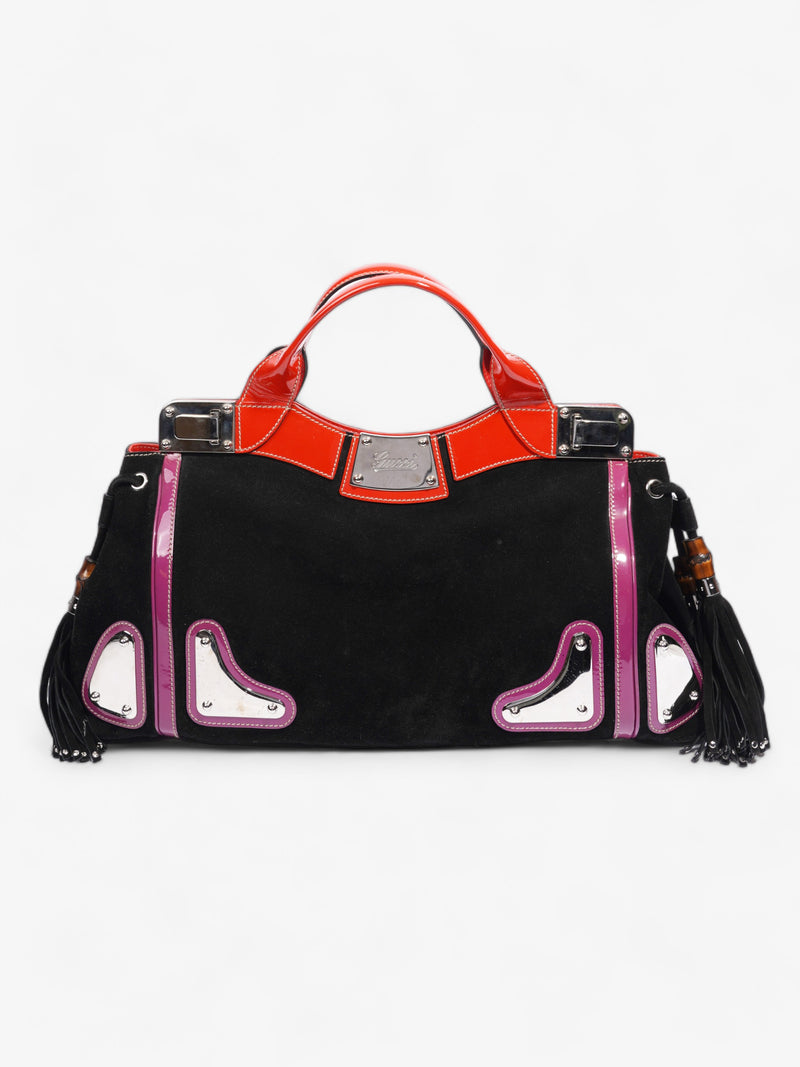  Race Tote Black / Purple / Red Suede Medium