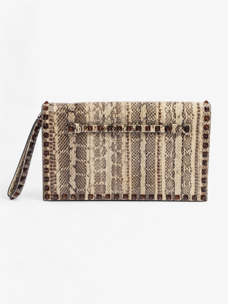  Valentino Rockstud Clutch Beige Python