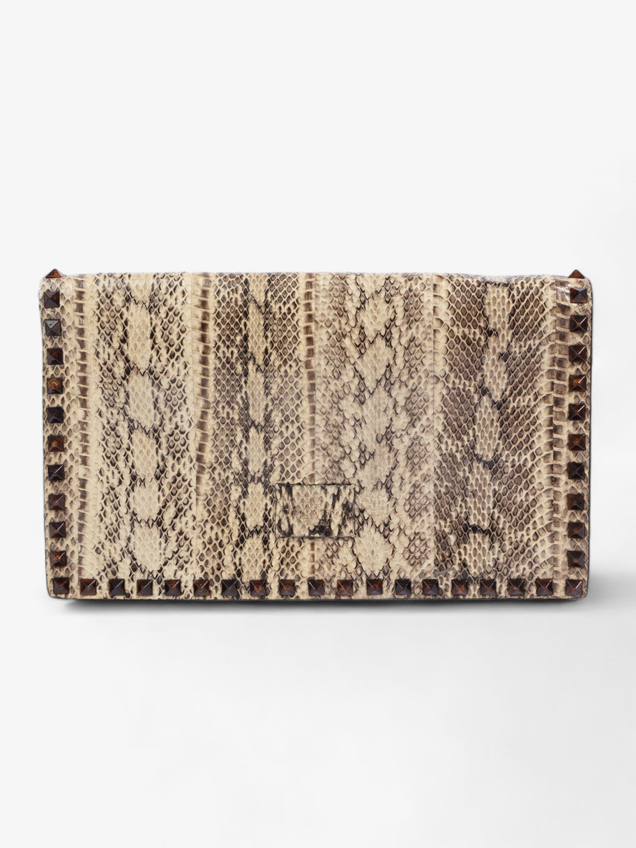 Valentino Rockstud Clutch Beige Python Image 3