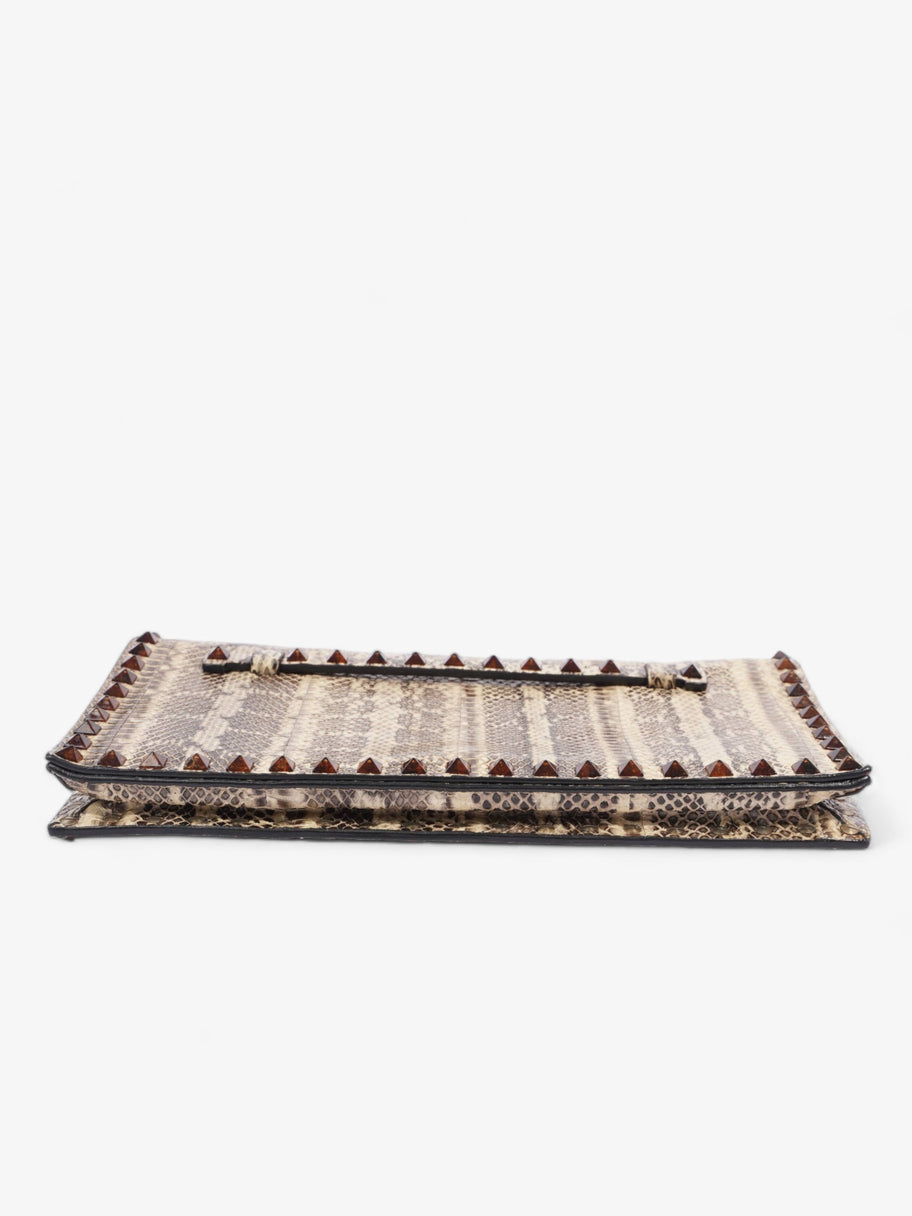 Valentino Rockstud Clutch Beige Python Image 5