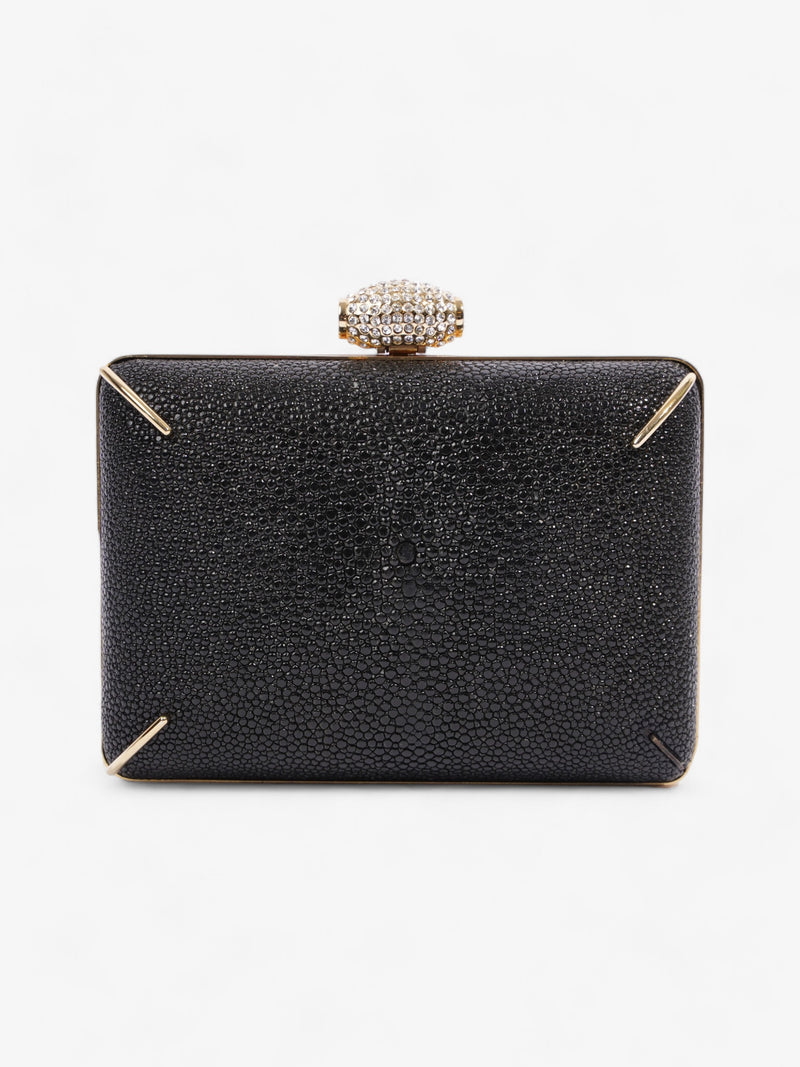  Saint Laurent Crystal Box Clutch Black / Gold Leather