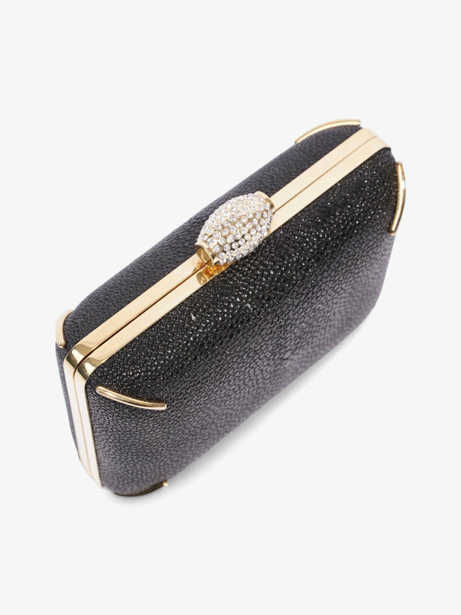 Saint Laurent Crystal Box Clutch Black / Gold Leather Image 4