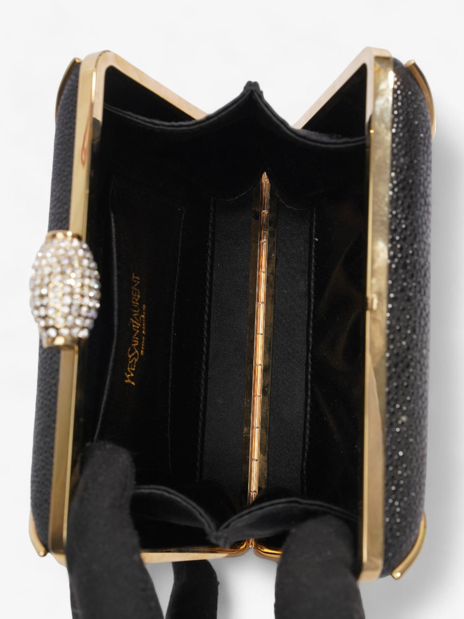 Saint Laurent Crystal Box Clutch Black / Gold Leather Image 6