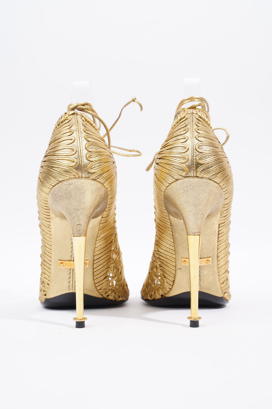 Tom Ford Lace Up Heel 100 Gold Leather EU 38 UK 5 Image 6