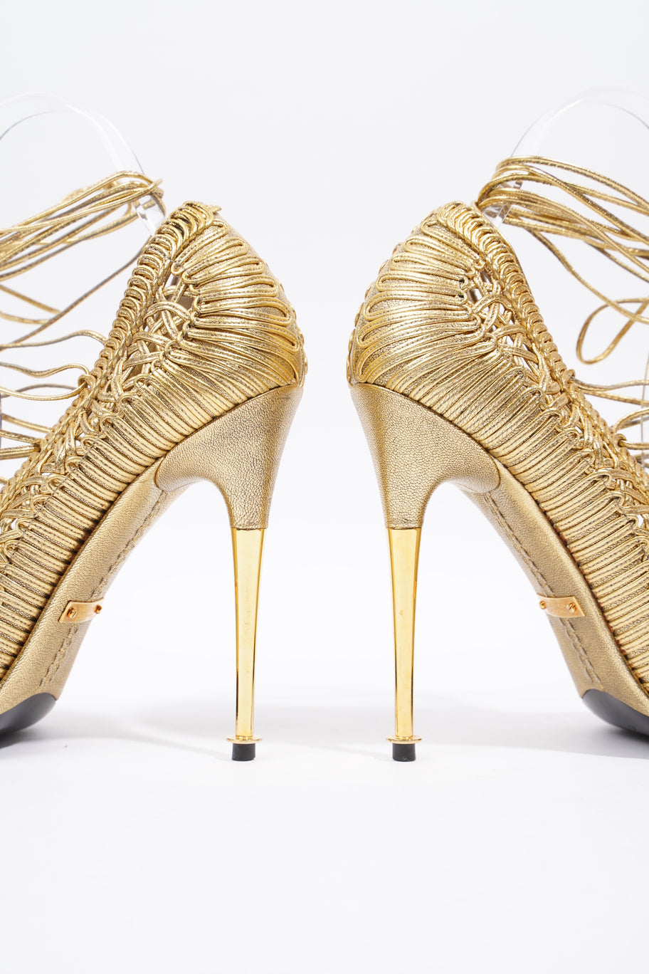 Tom Ford Lace Up Heel 100 Gold Leather EU 38 UK 5 Image 9