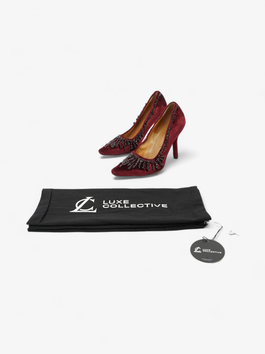 Gucci Ruby Pumps 90 Burgundy Velvet EU 37.5 UK 4.5 Image 8