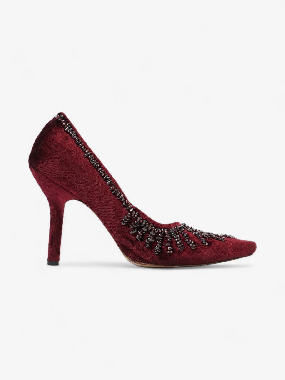 Gucci Ruby Pumps 90 Burgundy Velvet EU 37.5 UK 4.5 Image 4