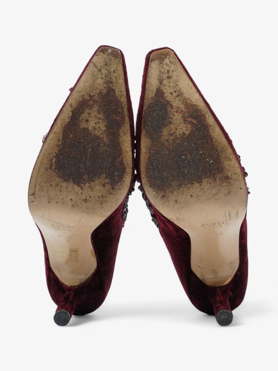 Gucci Ruby Pumps 90 Burgundy Velvet EU 37.5 UK 4.5 Image 7