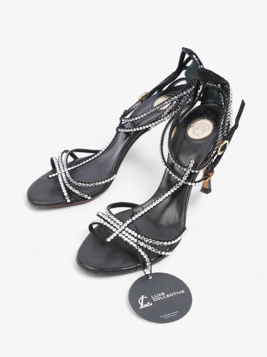 Versace Swarovski Sandal 90 Black Satin EU 38 UK 5 Image 10