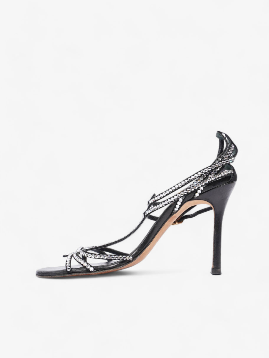 Versace Swarovski Sandal 90 Black Satin EU 38 UK 5 Image 3