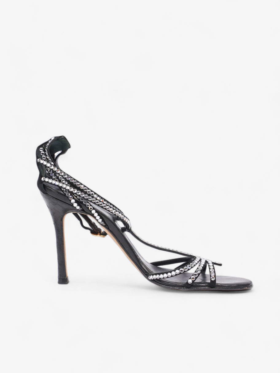 Versace Swarovski Sandal 90 Black Satin EU 38 UK 5 Image 4