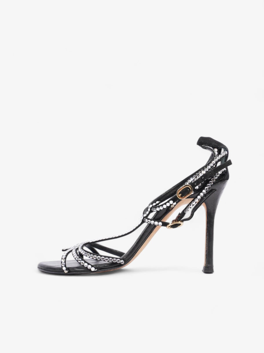 Versace Swarovski Sandal 90 Black Satin EU 38 UK 5 Image 5