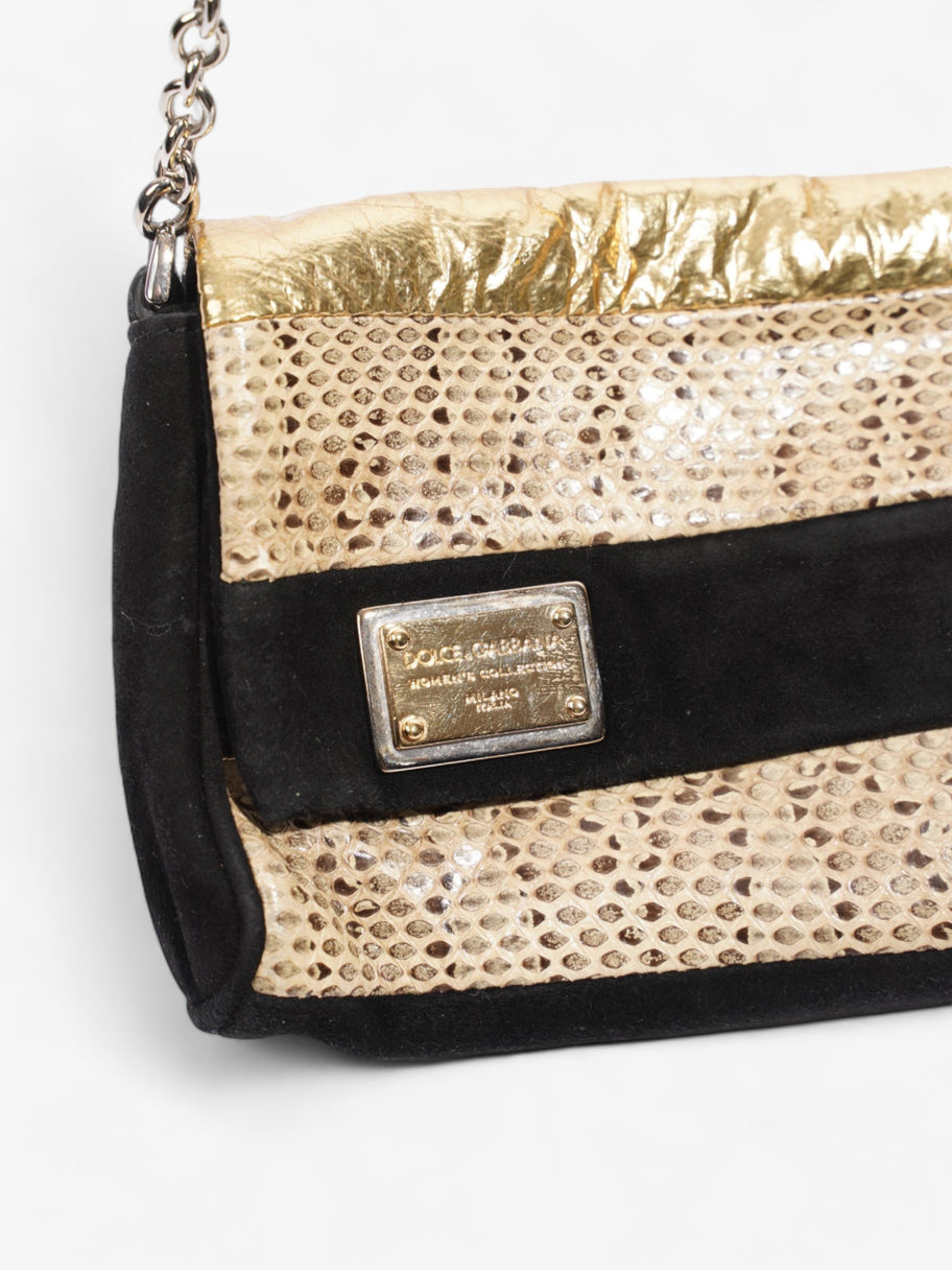 Dolce and Gabbana Clutch Bag With Chain Black / Gold Python Image 3