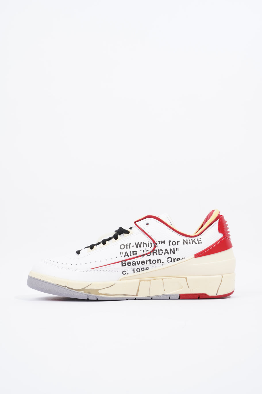 Nike x Off White Jordan 2 Retro Low Sp White / Varsity Red / Black Leather EU 42.5 UK 8 Image 3