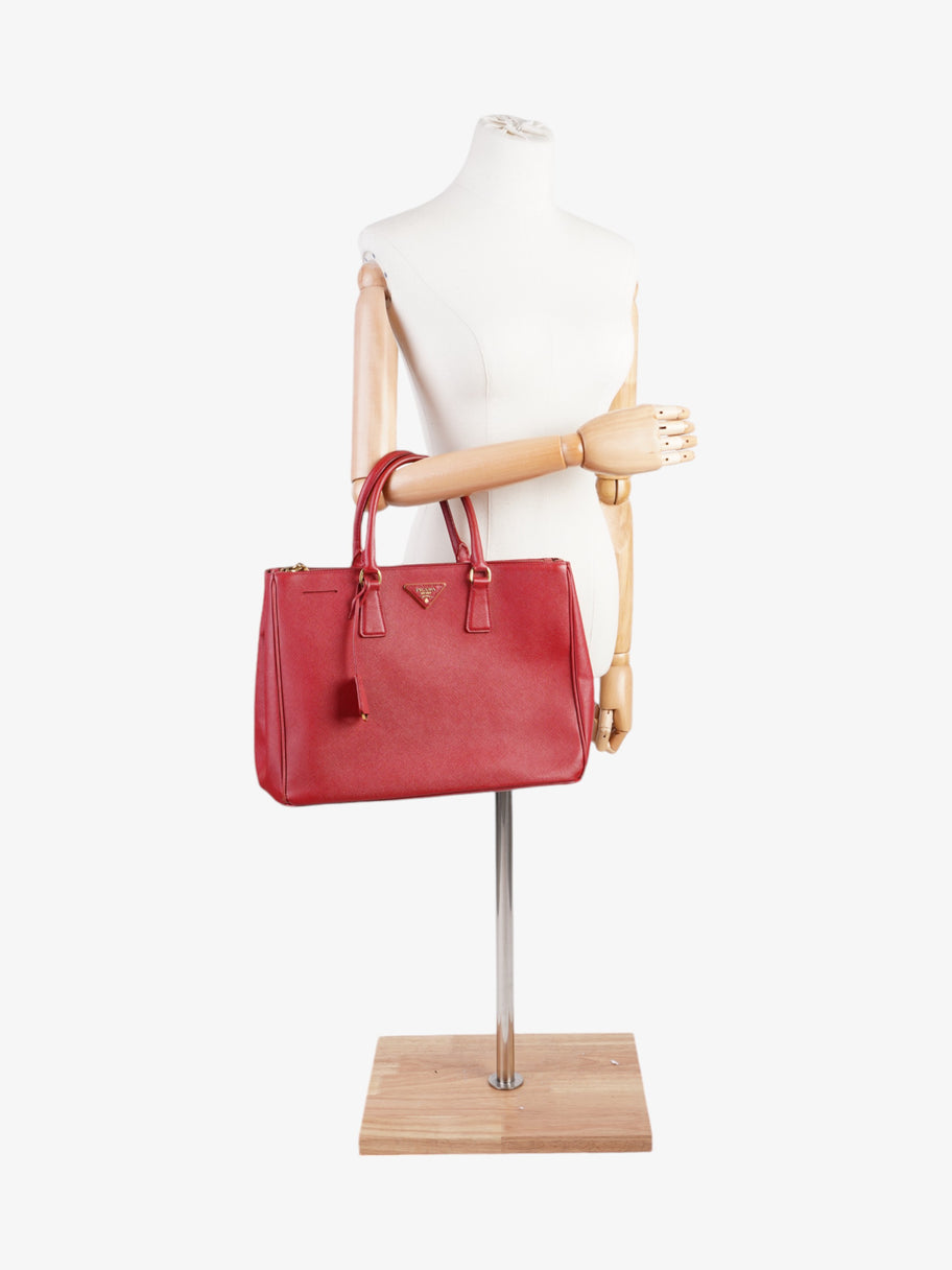 Prada Galleria Double Zip Tote Red Saffiano Leather Large Image 2