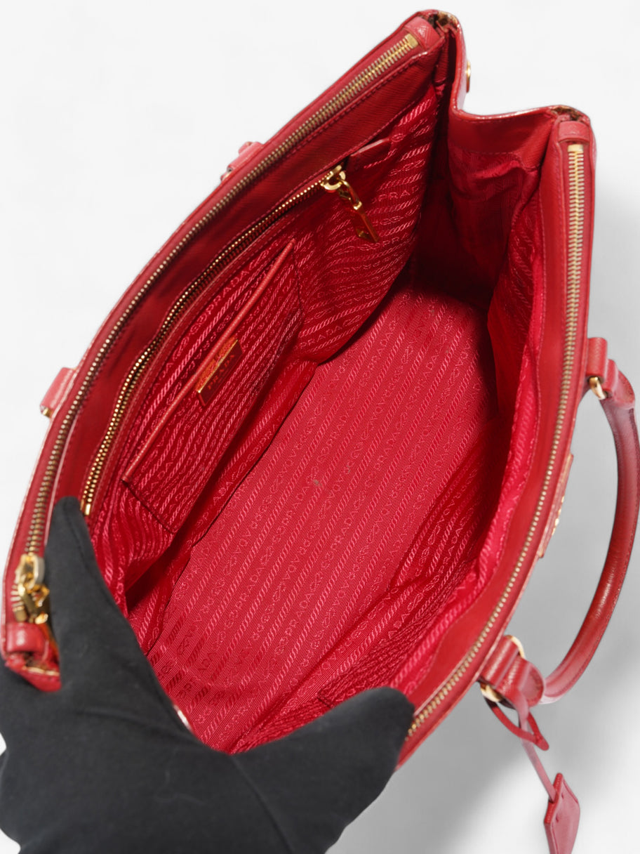 Prada Galleria Double Zip Tote Red Saffiano Leather Large Image 7