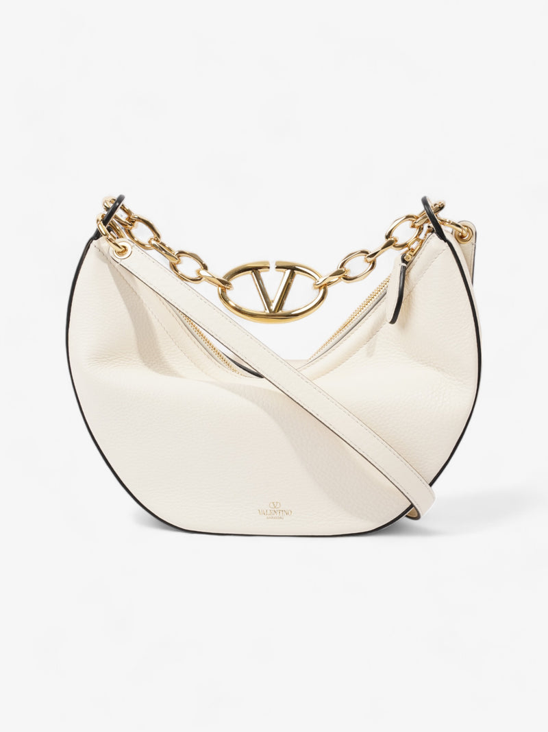  Valentino VLogo Moon Bag Ivory Calfskin Leather