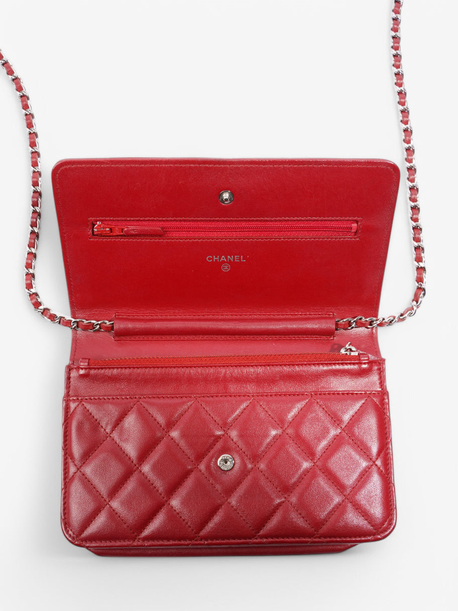 Chanel Chanel Classic Lambskin Wallet On Chain Red Calfskin Leather Image 16