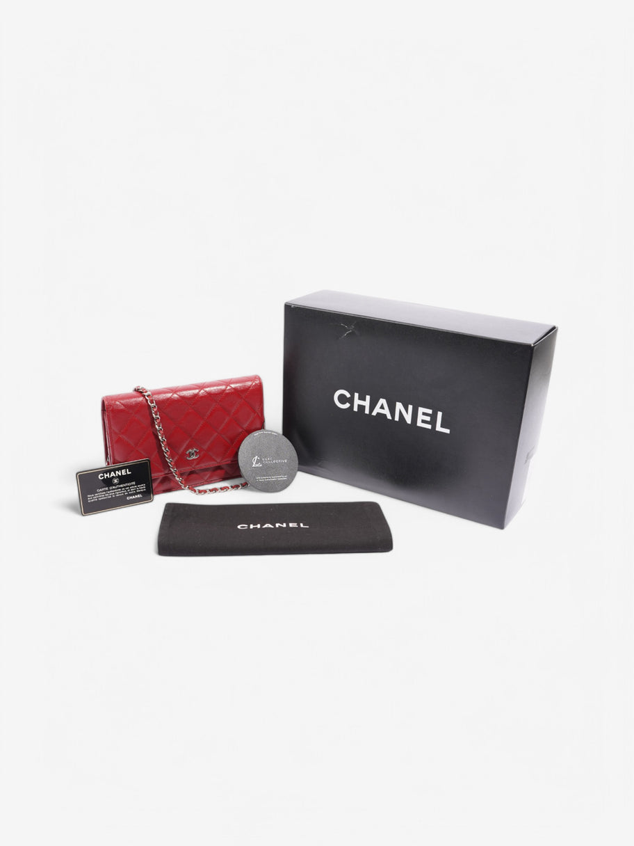 Chanel Chanel Classic Lambskin Wallet On Chain Red Calfskin Leather Image 9