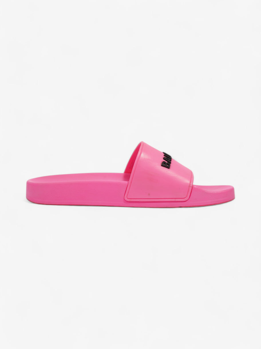 Balenciaga Logo Slides Pink / Black Rubber EU 38 UK 5 Image 4