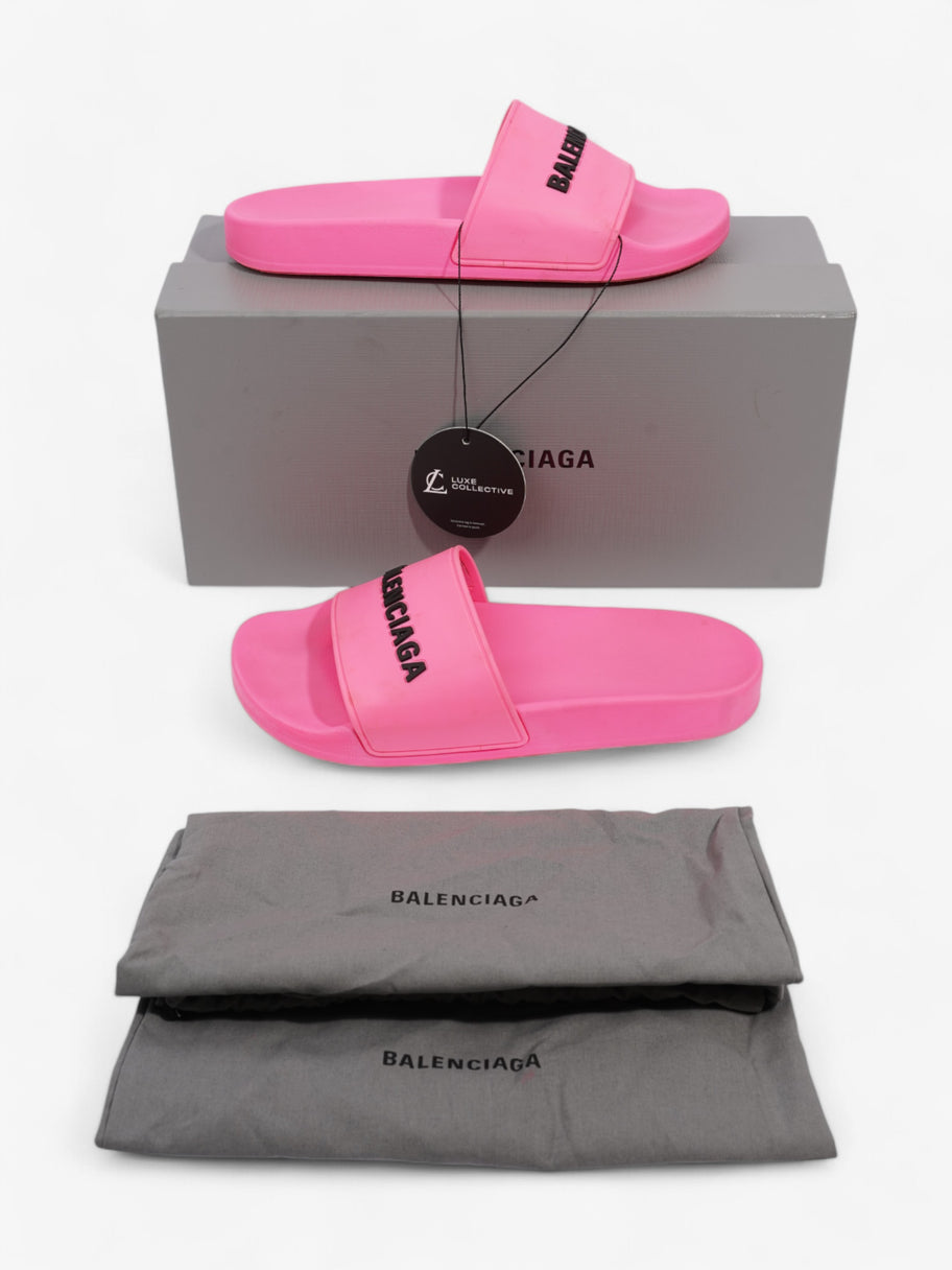 Balenciaga Logo Slides Pink / Black Rubber EU 38 UK 5 Image 8