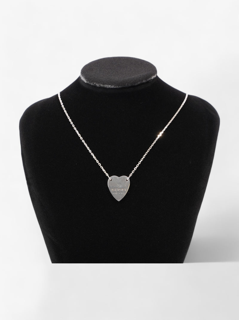  Gucci Trademark Heart Necklace Silver Silver Sterling