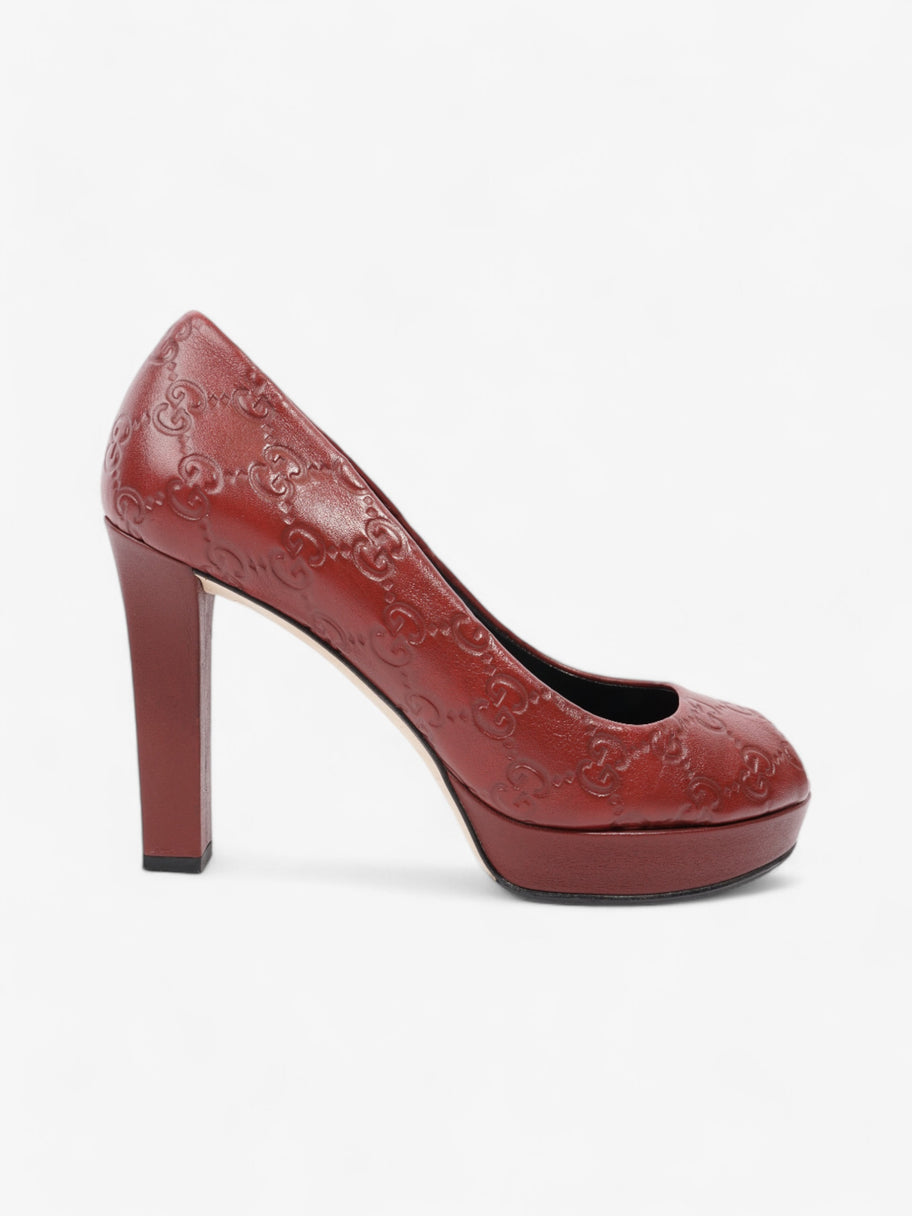 Gucci GG Embossed Heels Burgundy Embossed Leather EU 37 UK 4 Image 1