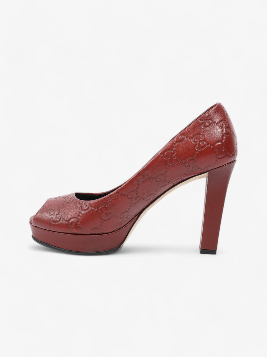 Gucci GG Embossed Heels Burgundy Embossed Leather EU 37 UK 4 Image 3