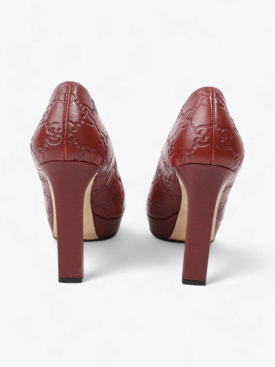 Gucci GG Embossed Heels Burgundy Embossed Leather EU 37 UK 4 Image 6