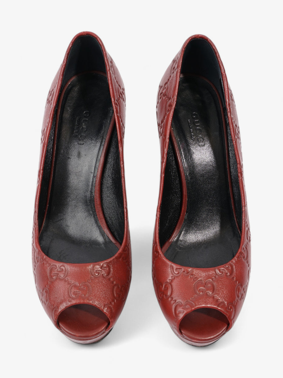 Gucci GG Embossed Heels Burgundy Embossed Leather EU 37 UK 4 Image 8