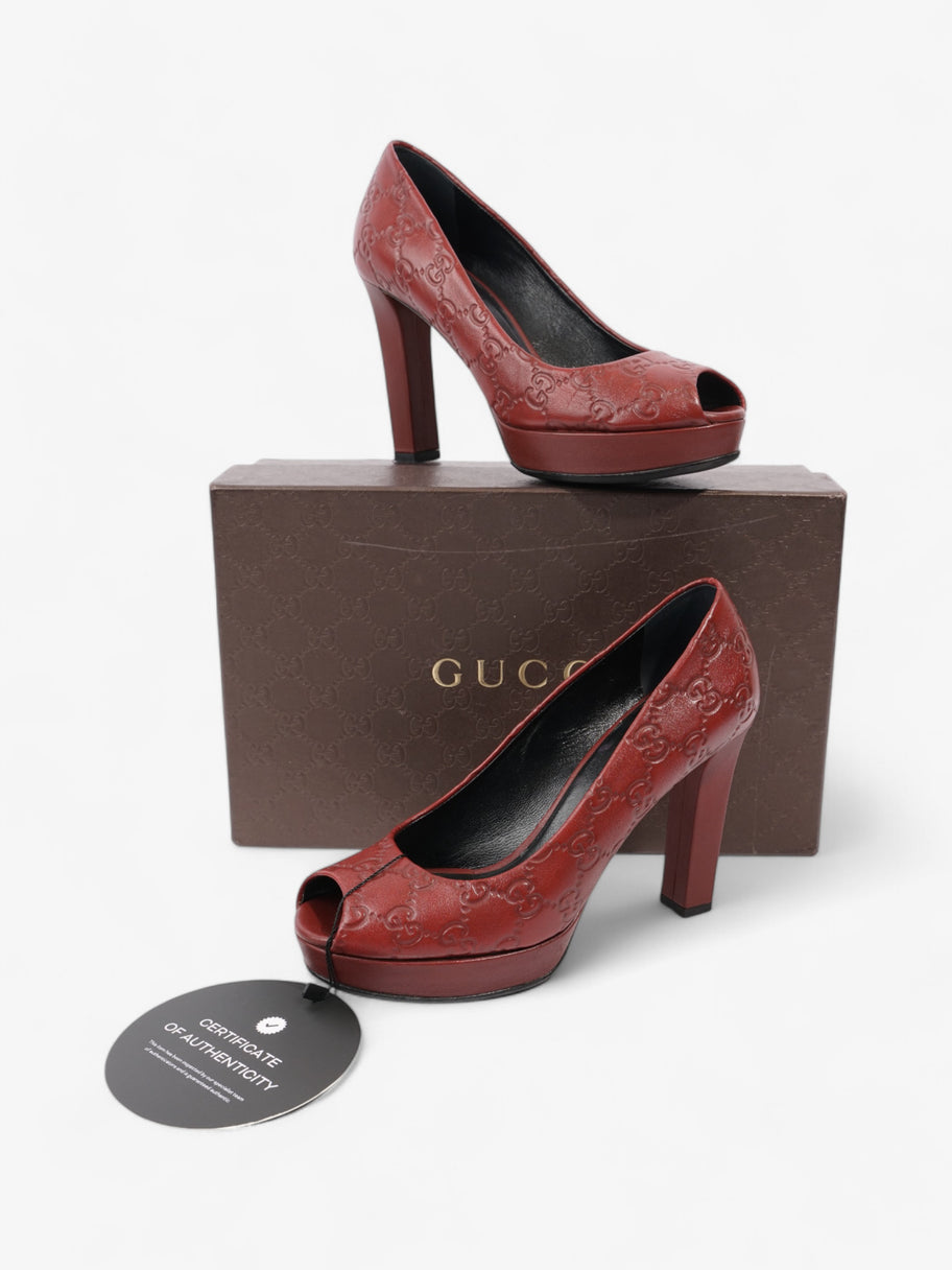 Gucci GG Embossed Heels Burgundy Embossed Leather EU 37 UK 4 Image 9