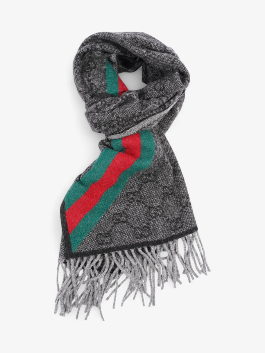 Gucci GG Web Scarf GG Supreme / Red / Green Wool Image 4