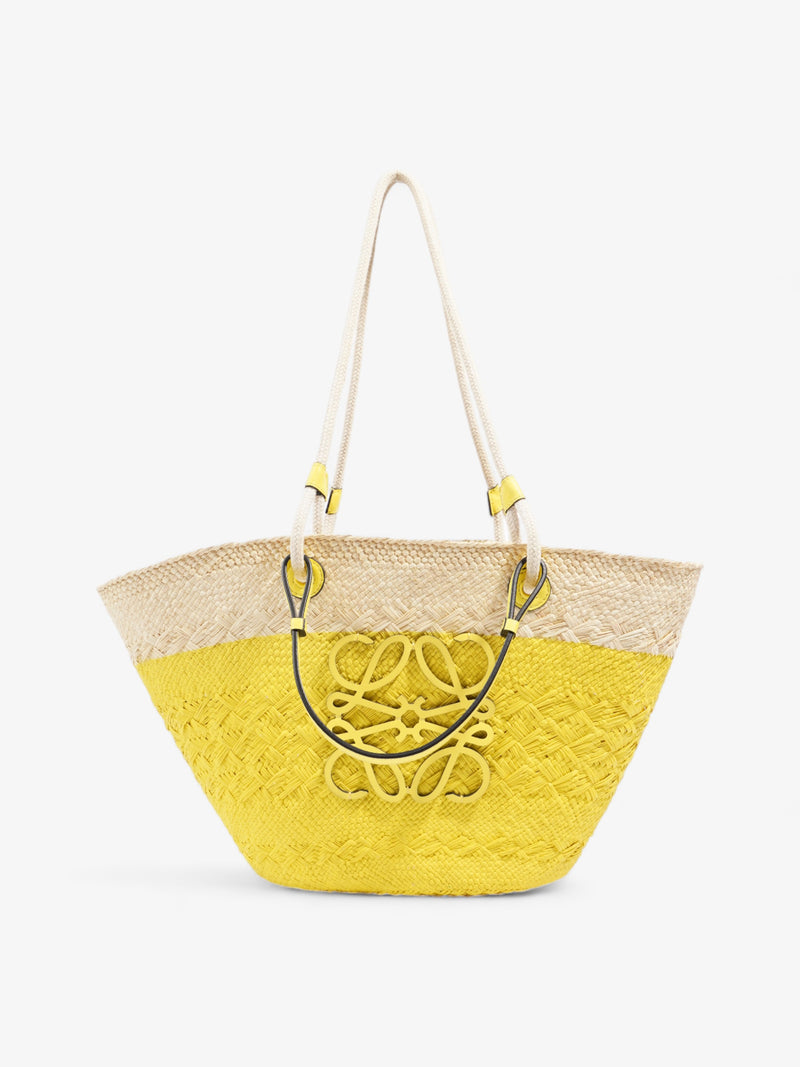  Loewe X Paula's Ibiza Anagram Basket Tote Natural / Yellow Palm Leaves