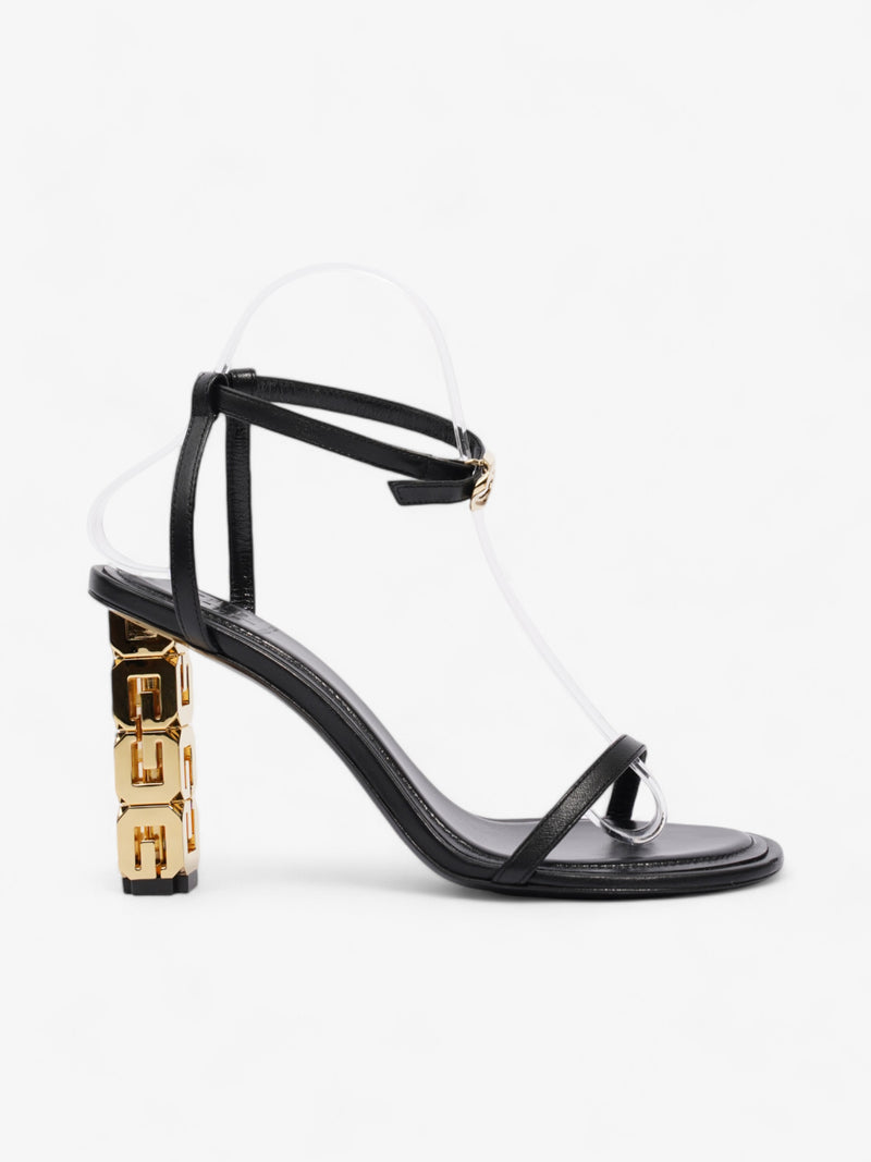  Givenchy G Cube Sandals 85 Black / Gold Leather EU 38 UK 5