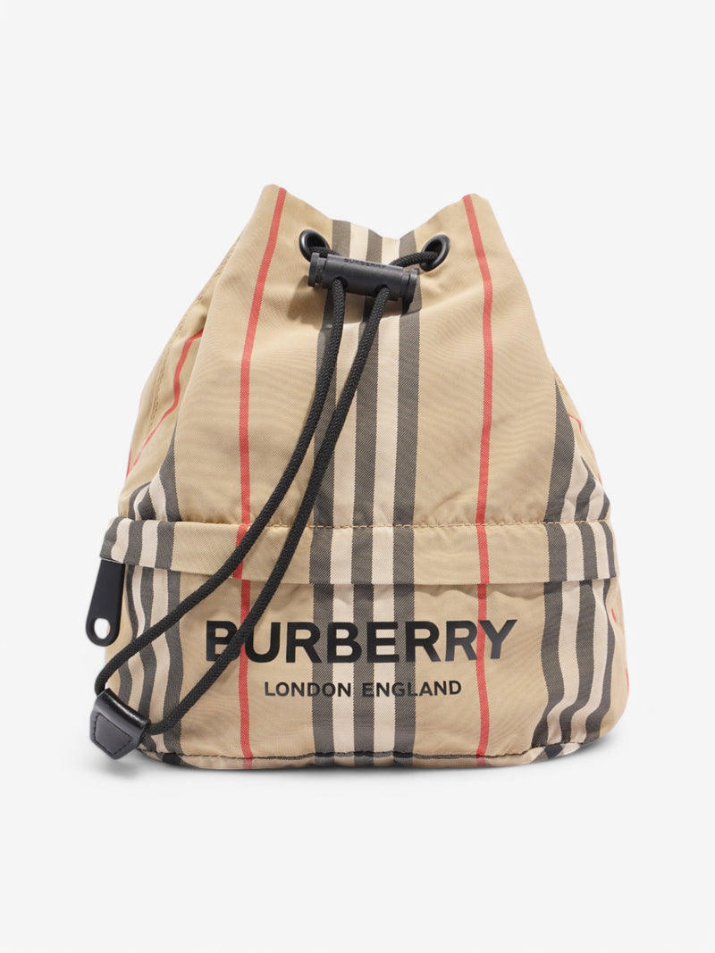  Burberry Icon Stripe Drawcord  Beige  / Black / Red Canvas