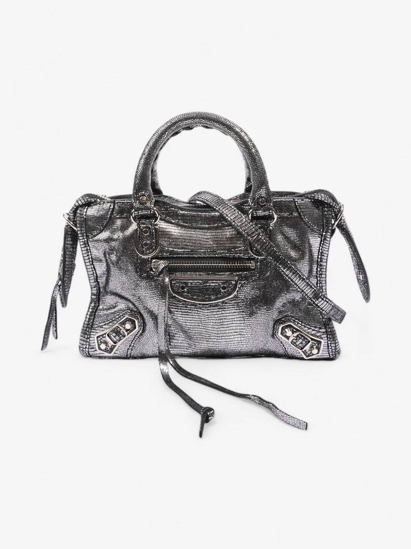  Balenciaga City Bag Silver Calfskin Leather Mini