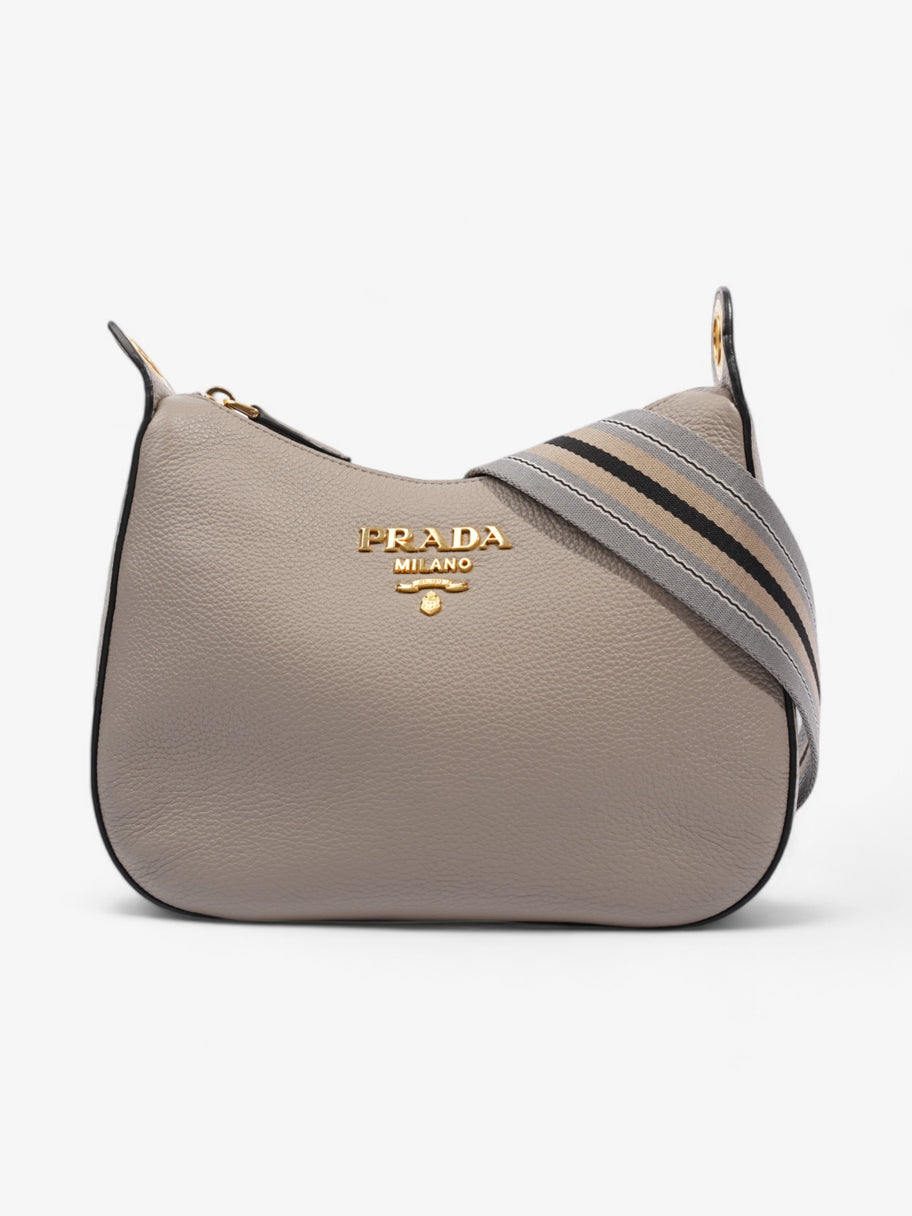 Prada Zipped Hobo Taupe Calfskin Leather Image 1