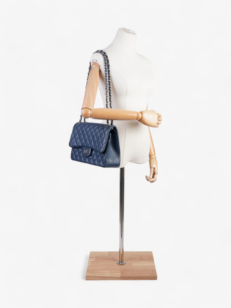  Chanel Classic Flap Blue Lambskin Leather Large