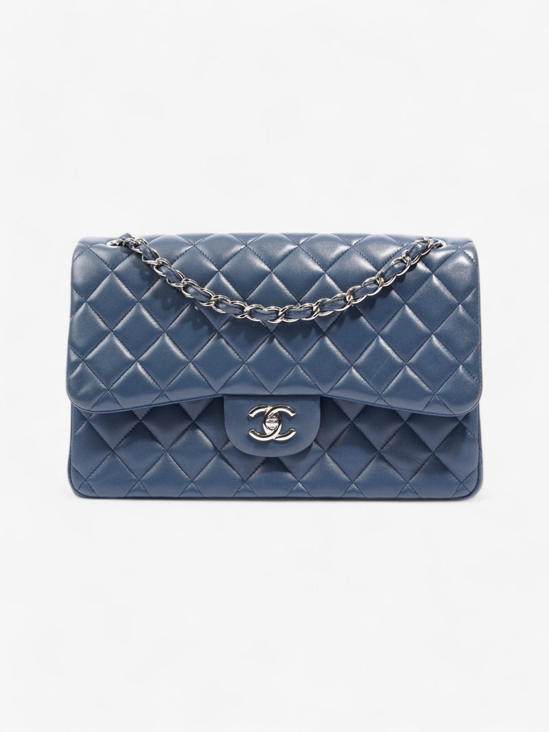  Chanel Classic Flap Blue Lambskin Leather Large