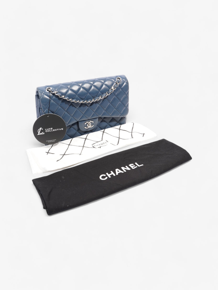 Chanel Classic Flap Blue Lambskin Leather Large Image 10