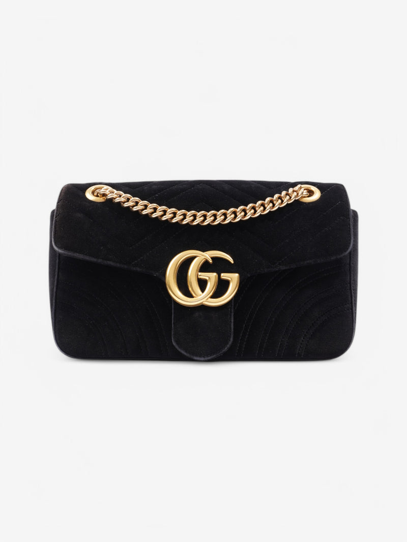  Gucci Marmont Flap Black Velvet Small