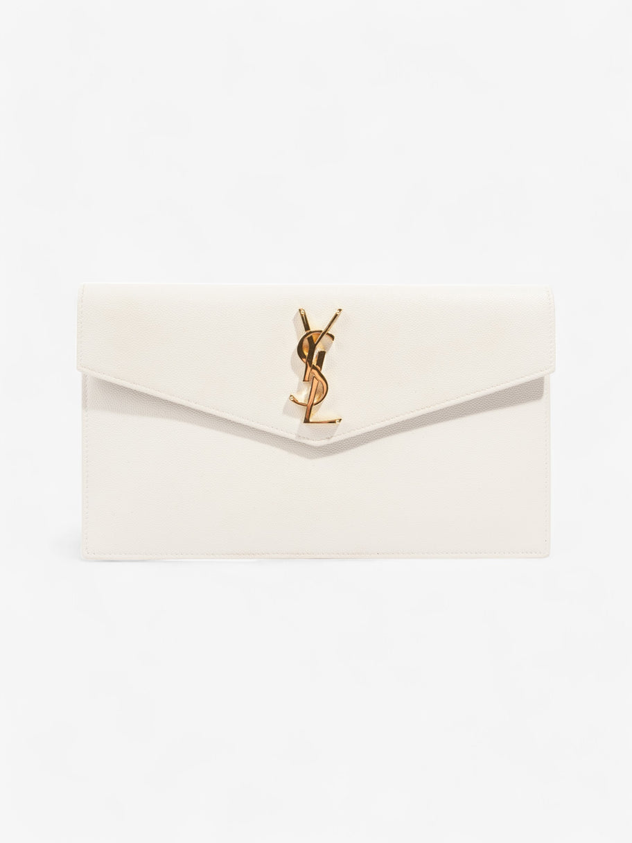 Saint Laurent Uptown Clutch Blanc Vintage Grained Leather Image 8