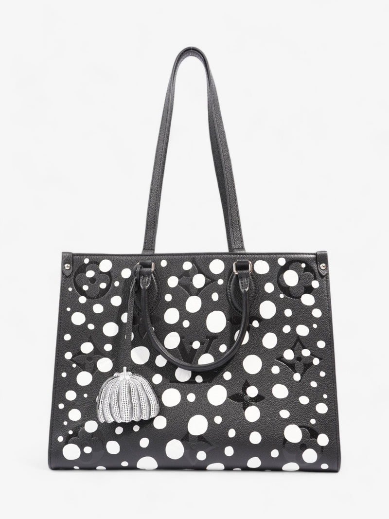  Louis Vuitton On The Go Yayoi Kusama Tote Black / White Empreinte Leather MM