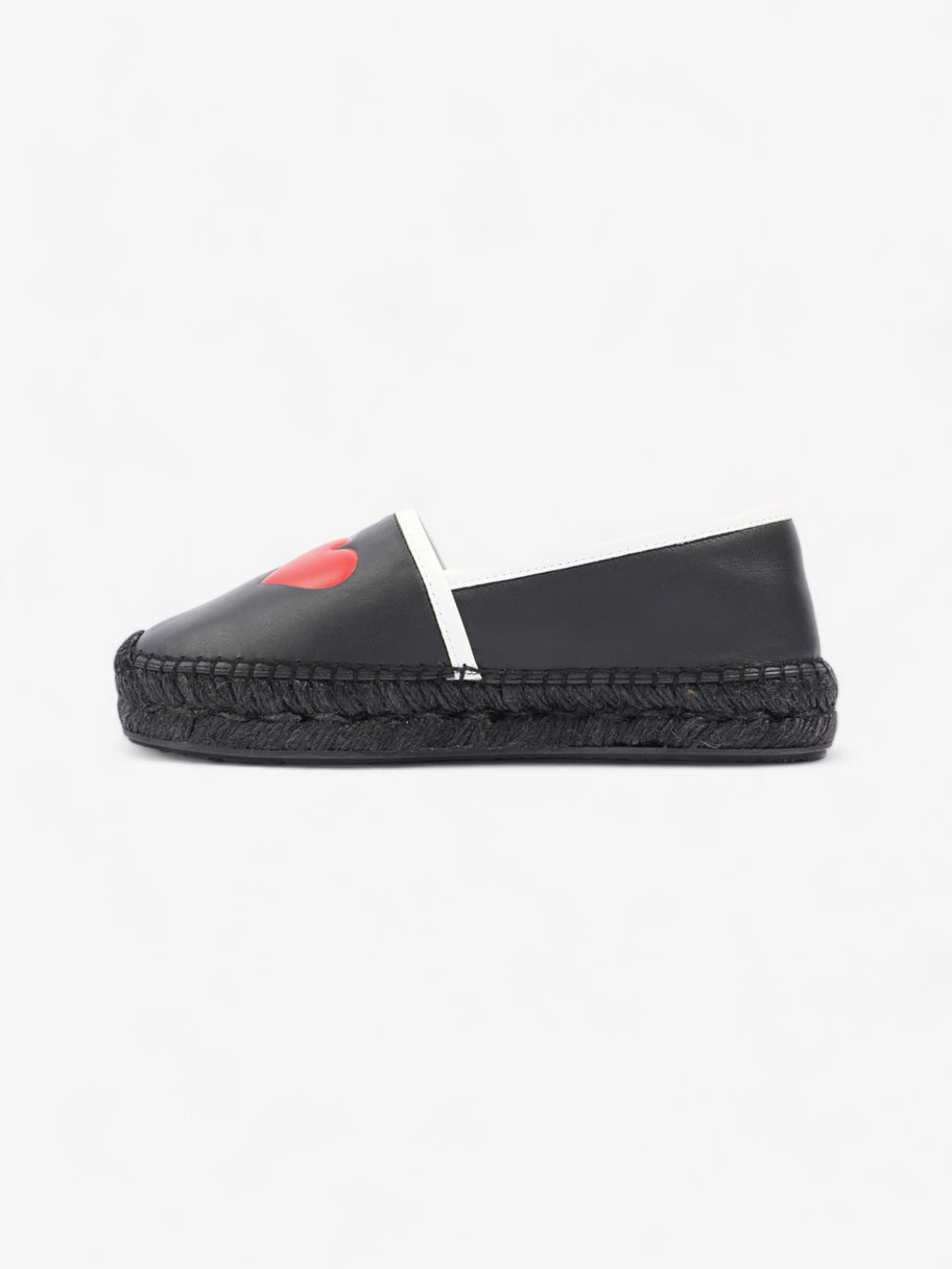 Dolce and Gabbana Logo Embossed Slip On Espadrille Black / White / Red Leather EU 37 UK 4 Image 3