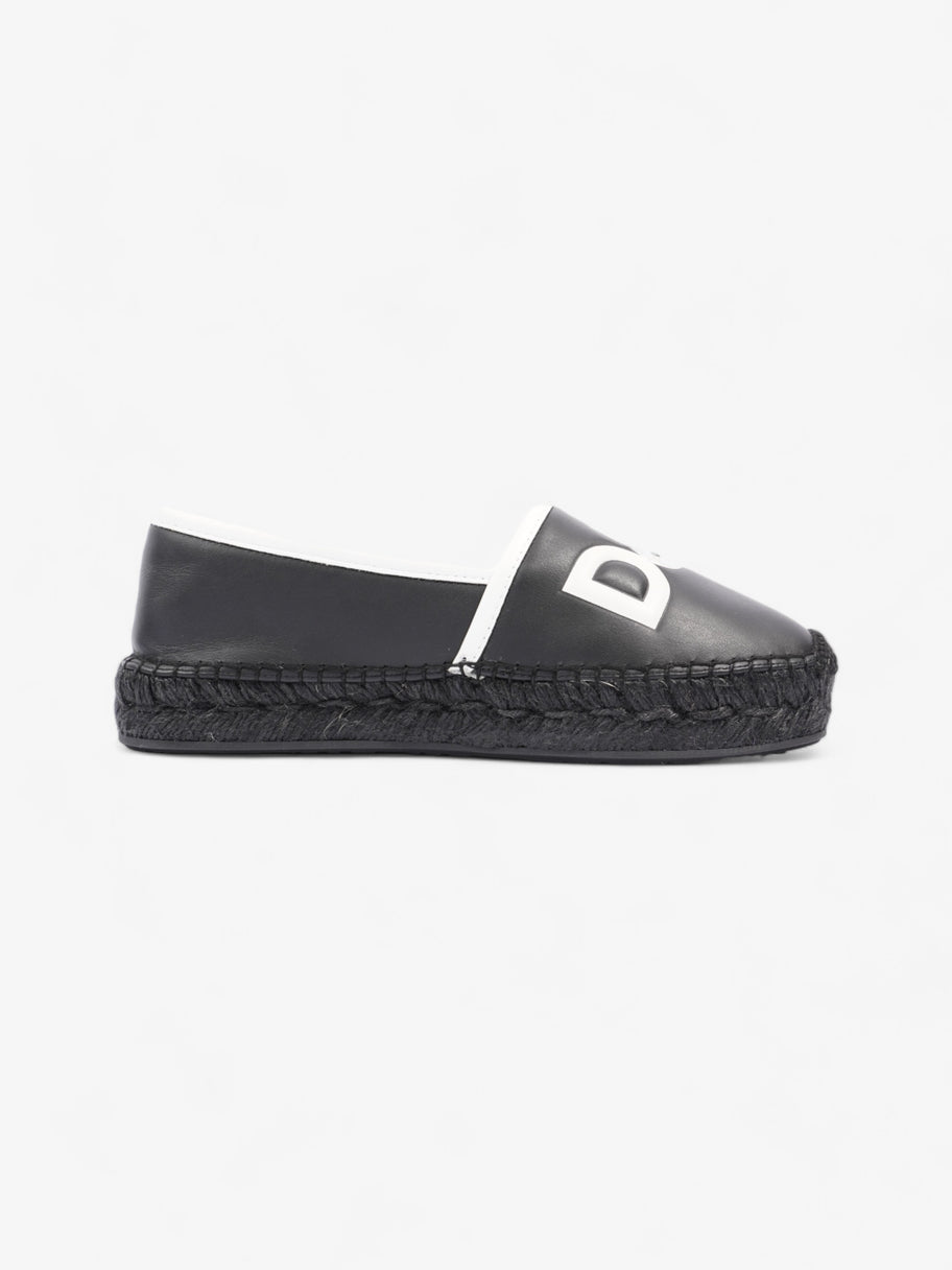 Dolce and Gabbana Logo Embossed Slip On Espadrille Black / White / Red Leather EU 37 UK 4 Image 4