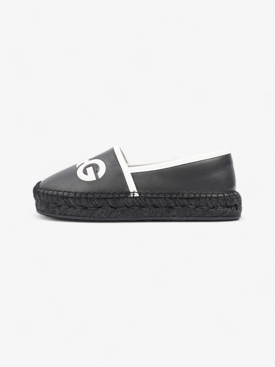 Dolce and Gabbana Logo Embossed Slip On Espadrille Black / White / Red Leather EU 37 UK 4 Image 5