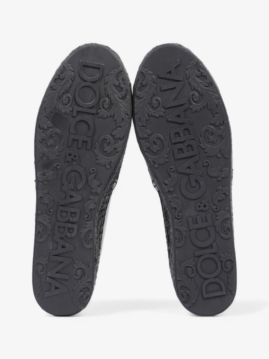 Dolce and Gabbana Logo Embossed Slip On Espadrille Black / White / Red Leather EU 37 UK 4 Image 7